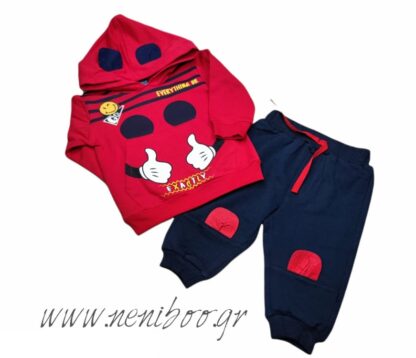Σετ Φόρμες Μπλούζα Κόκκινη Mickey Παντελόνι