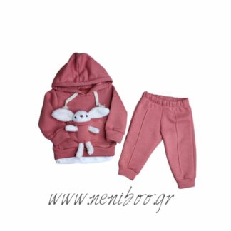 Σετ Φόρμες Μπλούζα Γκρι 3D Ελεφαντάκι Ροζ Παν
