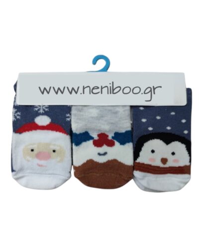 Κάλτσες Χριστουγεννιάτικες New Born Λευκό-Γκρ