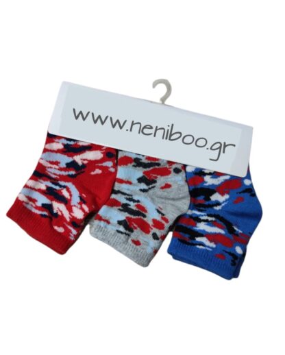 Κάλτσες Παραλλαγής New Born Κόκκινο-Μπλε 3άδα