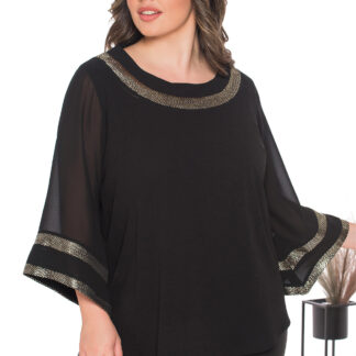 Silky Collection Blouse Black Gold Details
